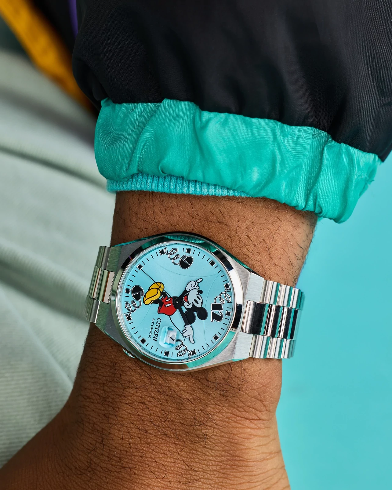 TSUYOSA Mickey Mouse Blue Dial Stainless Steel Bracelet NJ0156-50L